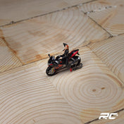 SUZUKI BLACK AND RED MOTORCYCLE DOLL SET RESIN MODEL