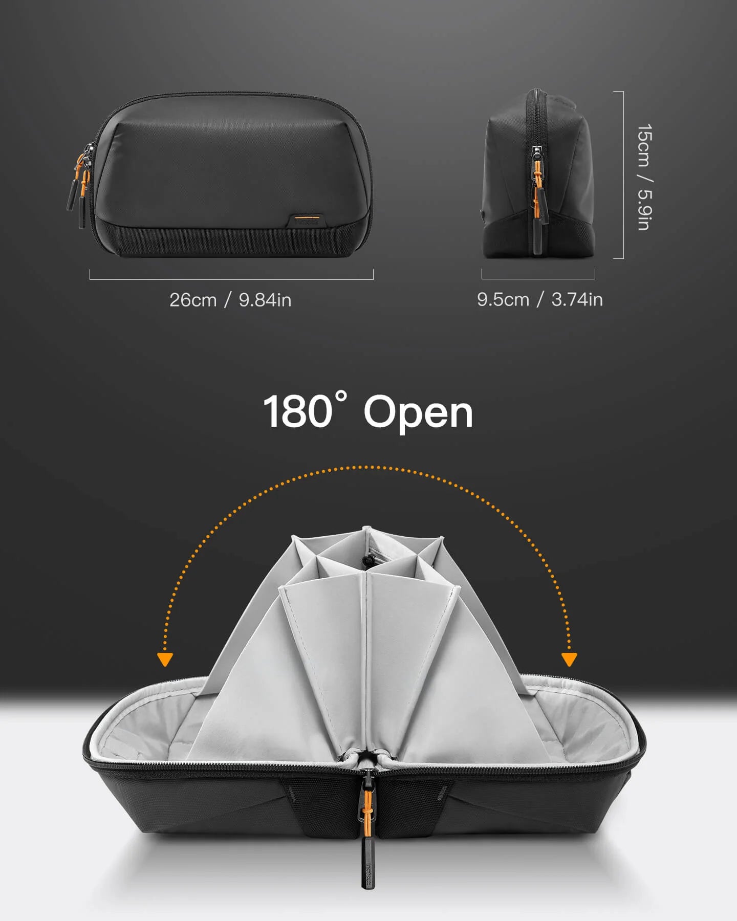 Inateck Accessories Bag - Multipurpose Electronics Organizer with 180° Open