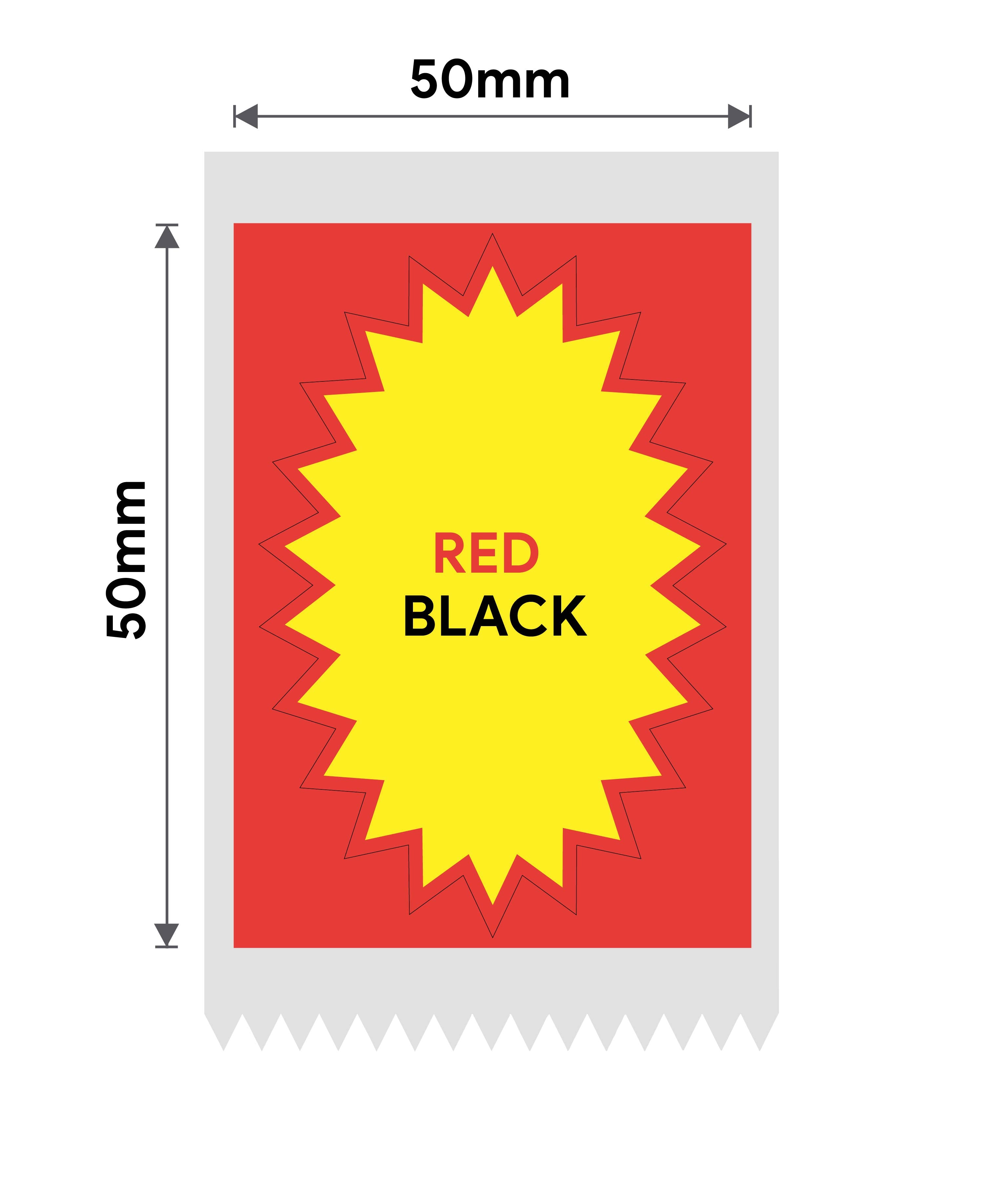 T50*70-105 Red and black text-explosion sticker