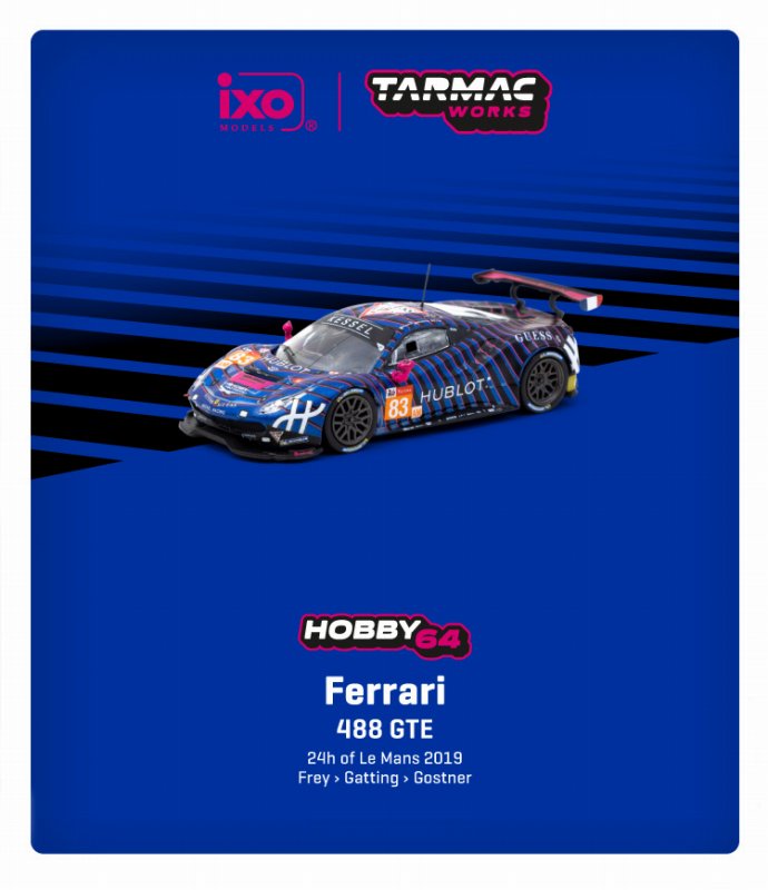 Tarmac Works X IXO Models 1/64 Ferrari 488 GTE 24h of Le Mans 2019 #83 - HOBBY64