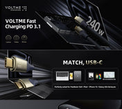 VOLTME POWERLINK UTRON CTC 240W 5A 40GPBS 1.2M | BLACK