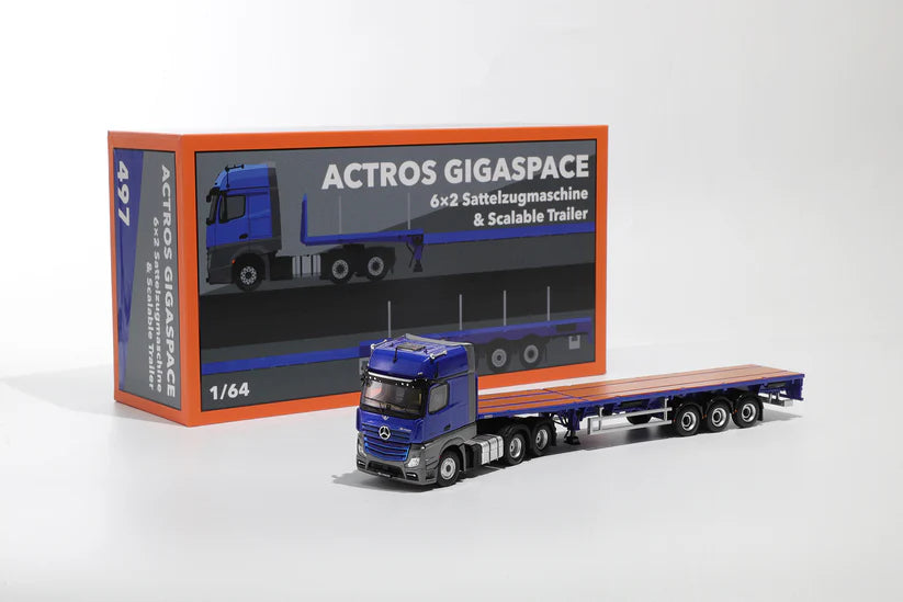 1:64 Mercedes-Benz Actros 6x2 &amp; Scalable Trailer