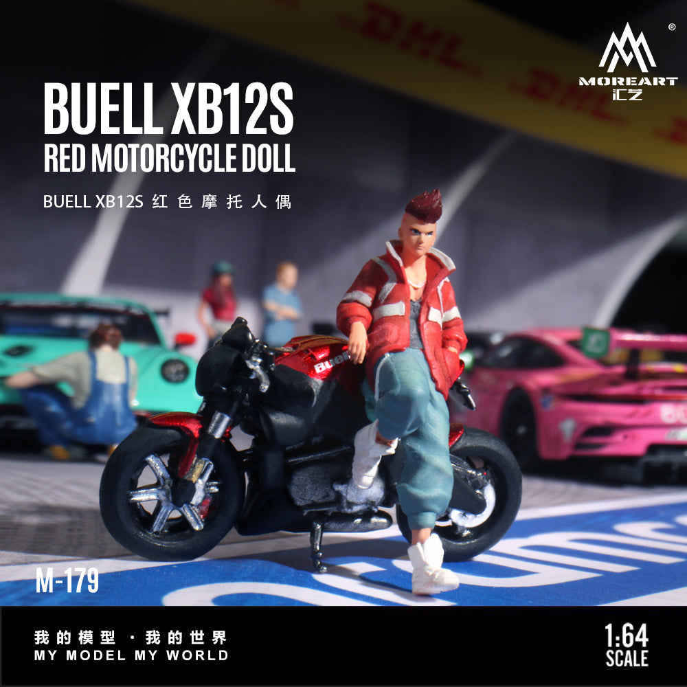 MoreArt 1:64 BUELL XB12S Red Motorcycle Figure, Resin Model