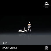 Huiyi MoreArt 1:64 White Scooter Motorcycle Female Servant Figure, Resin Model