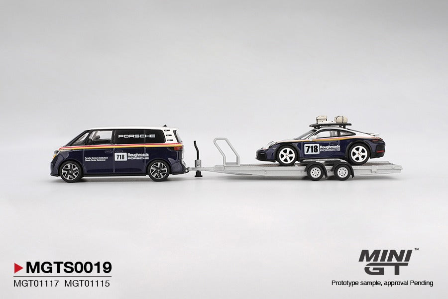 MINIGT - MGTS0019  Porsche 911 Dakar #718 / Volkswagen ID. Buzz Porsche Centrum Gelderland Roughroads Set