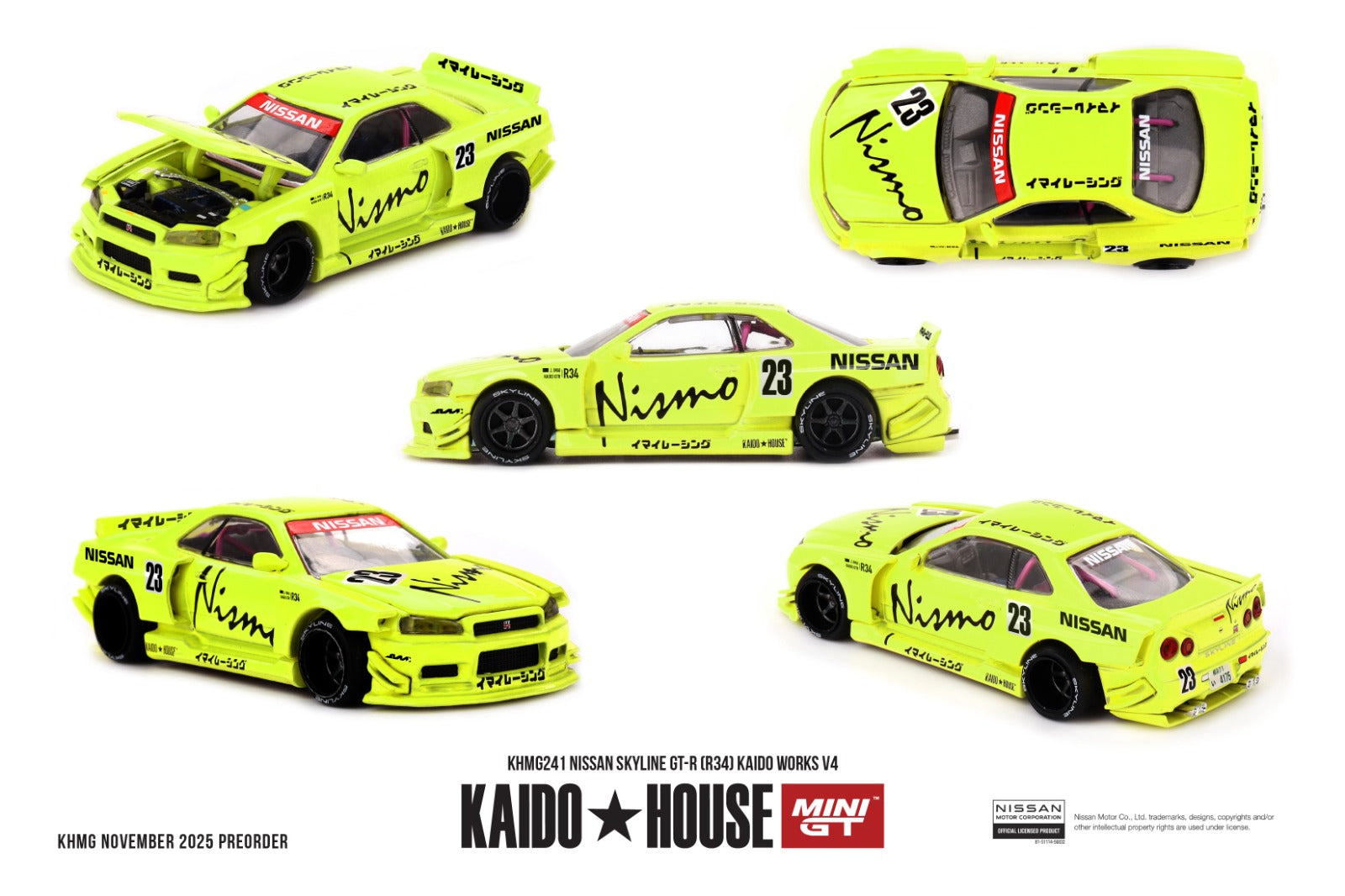 KaidoHouse x Mini GT Nissan Skyline GT-R (R34) Kaido Works V4 KHMG241