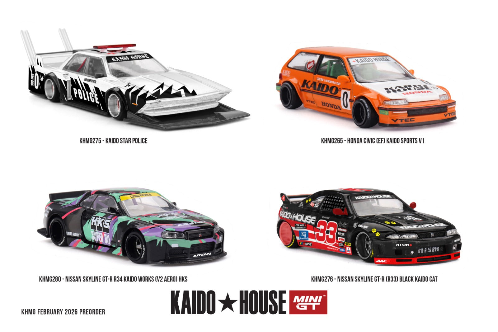 KAIDO HOUSE X MINI GT 1/64 Honda Civic (EF) Kaido Sports V1